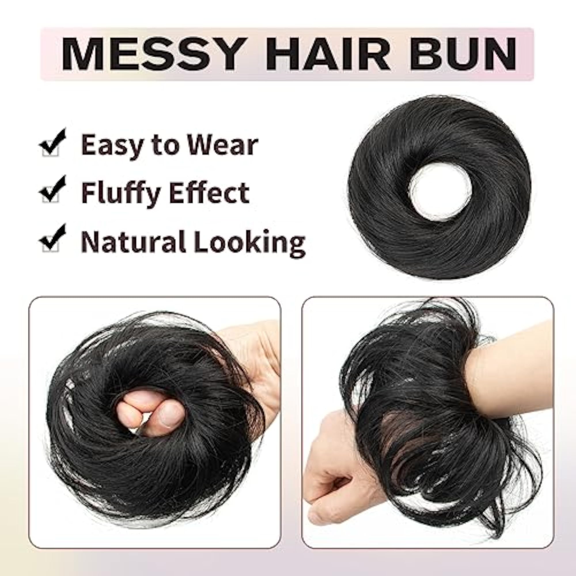 Natural Curly Black Hair Messy Bun Extension for Women
